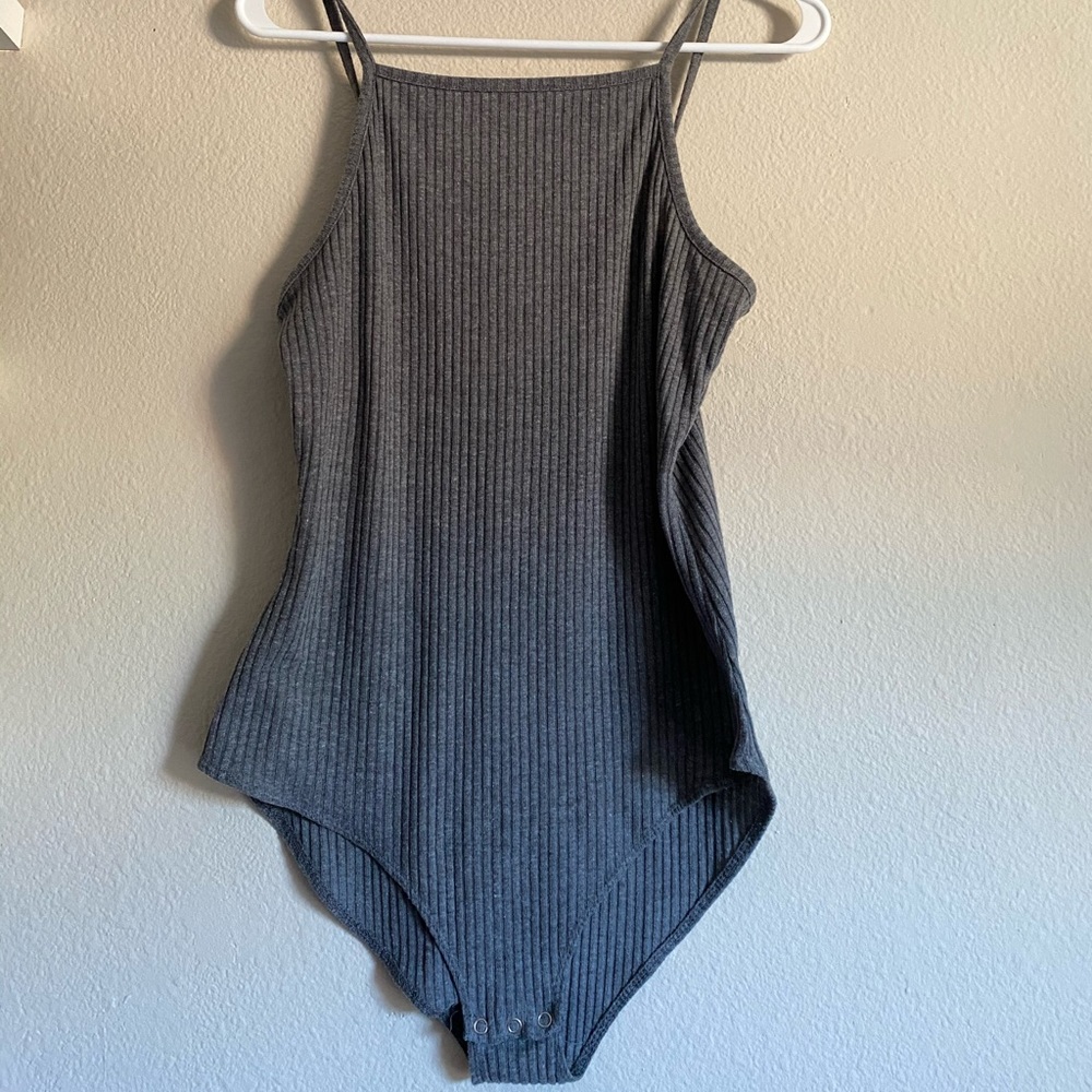 Grey Ribbed Bodysuit
